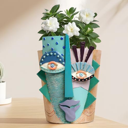 Mrlikale Abstract Face Planter Pots, Unique Head Planter with Drainage Hole - Image 3