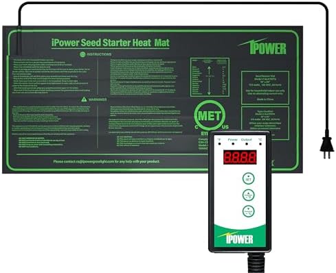 iPower Seedling Heat Mat Heating Pad 10"x20" with Digital Thermostat Combo Set, Waterproof for Indoor Seed Starting and Plant Germination by iPower