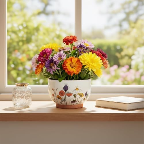 Terracotta Pots, 8+6 Inch Plant Pots, 2 Pcs with Drainage Holes - Image 2