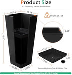 Heyzier Tall Planters for Outdoor Plants, Large Resin Flower Pots for Garden, Front Porch, Patio, Indoor - Set of 2 (Black, 32 inch - 2 Pack) - Image 2