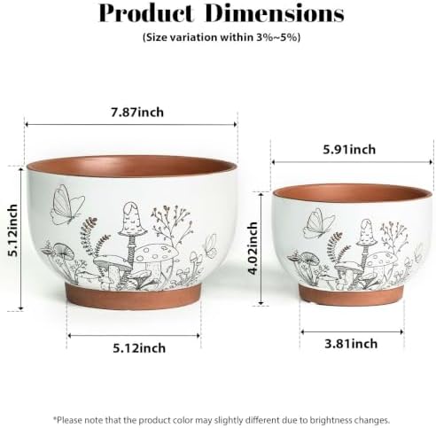 Terracotta Pots, 8+6 Inch Plant Pots, 2 Pcs with Drainage Holes - Image 3