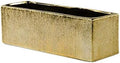 WGVI Long Rectangle Ceramic Planter Vase in Gold Etched 12" x 4" x 4"H, Block Rectangular Terrarium Box Pot, Flower Arrangement, Table top Centerpiece, Home Decor Storage Container, 1 Pc. by WGVInternational-OpusGlassware