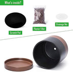 D'vine Dev 6 Inch & 8 Inch & 10 Inch, Set of 3 Round Ceramic Planter Pot with Drainage Hole and Saucer, Black/Speckled Tan, 94-T-L-7 - Image 4