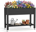Elevated Raised Garden Bed,Outdoor Large Planter Box with Wheels & Shelf for Backyard Balcony,Dust-Proof Resin Patio Raised Bed for Herbs Flowers Vegetables(Black) by ASKPASS