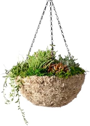 SuperMoss (29241D MossWeave Hanging Basket | Outdoor Hanging Planter with Moss | Decorative Plant Hanger for Porch, Balcony, Garden & Home Décor, Round, Medium 14.5” D, Blond - Image 2