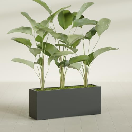 Greenline Leo Tall Rectangular Fiberglass Planter, Outdoor Planter Box - Image 4