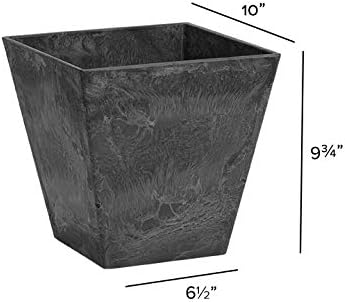 Novelty 35108 Artstone Ella Square Planter, 10-Inch, Black - Image 3