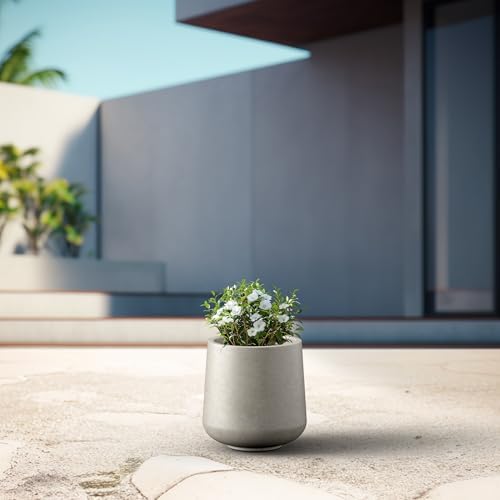 Kante Accent Round Curved Weathered Concrete Planter 13" Dia, Outdoor - Image 3