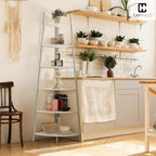 CAPHAUS 6-Tier Corner Shelf Stand, Tall Display Shelves, Ladder Corner Wood Storage Plant Bookshelf with Metal Frame, Versatile Shelving Unit Bookcase for Home Office Space, White - Image 7