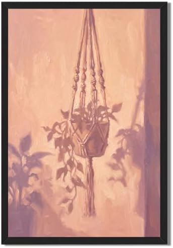 Boho Macrame Plant Hanger Wall Art, Black Framed Impressionist Print by Unknown