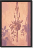 Boho Macrame Plant Hanger Wall Art, Black Framed Impressionist Print by Unknown