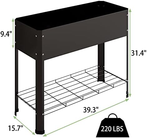 PROXRACER Raised Garden Bed with Detachable Legs Elevated Metal Planter Box for Growing Fresh Herbs Vegetables Flowers Succulents&Other Plants for Outdoor Backyard Patio Deck Balcony Black L - Image 2