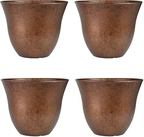 Classic Home and Garden Honeysuckle Resin Flower Pot Planter, Copper, 15", 4 Pack by Classic+Home+%26+Garden
