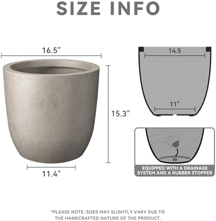 Kante Accent Round Curved Weathered Concrete Planter 16.5" Dia, Outdoor - Image 2