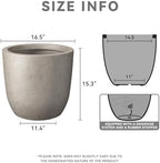 Kante Accent Round Curved Weathered Concrete Planter 16.5" Dia, Outdoor - Image 2