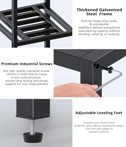 Metal Heavy Duty Plant Stand Indoor Outdoor,7-Tier Tall Plant Stands Holder,Wrought Iron Plant Shelves for Multi Large Pots,Black Tiered Flower Display Riser for Living Room,Patio,Balcony - Image 7