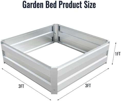 Galvanized Raised Garden Bed Kit for Vegetables, Galvanized Super Large Metal Planter Raised Garden Boxes Outdoor,3 * 3 * 1 FT,Silver - Image 2