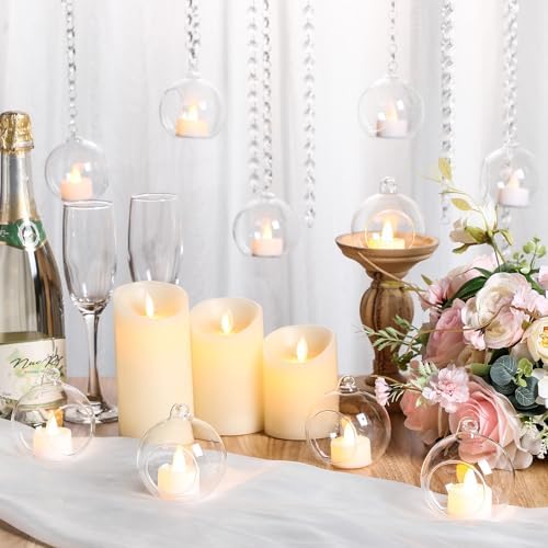 Glikceil Hanging Glass Tealight Holder with Crystal Garland, 56 Pcs, Clear - Image 2