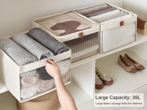 StorageWorks Closet Organizer Bin with Clear Window, Beige, 14.5x14.5x10.25 - Image 2