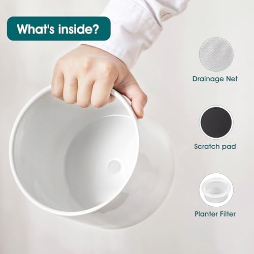 vancasso Ceramic Plant Pots, 4.25+5.25+6.25 Inch Planter Pot with Drainage Hole, Flower Pots for Indoor Outdoor Plants, Set of 3, White - Image 3