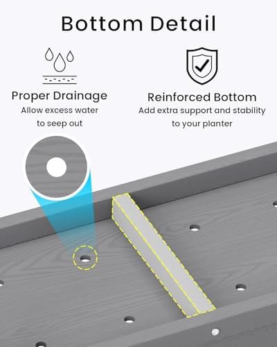 Small HDPE Raised Garden Bed, Elevated Planter Box with Legs, Outdoor All-Weather Planter Raised Beds for Seeds, Herbs, Flowers, Vegetables (Grey) - Image 5
