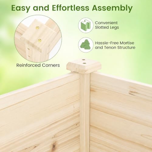 GIANTEX 95" Wooden Raised Garden Bed, Rectangular Planter Box, Natural - Image 6