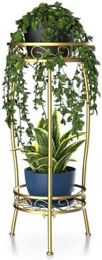 H HOMEXIN Plant Stand Indoor- 2 Tier Metal Tall Plant Stand 26.5" Flower Stand Holder Heavy Duty Rustproof Plant Shelf Rack for Corner Garden Patio Lawn Balcony office Outdoor by HHOMEXIN