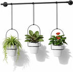 Adjustable Hanging Window Planter Set, Metal Rod Plant Hanger with 3 Pots, Indoor Herb Garden Plant Shelf for Windowsill, Balcony, Kitchen, Apartment (Black) by Unknown