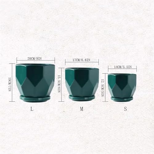 Plant Pot Ceramic Flower Pots Ceramic Large with Tray Simple Household Creative Green Succulent Flower Pots Flower Pots(Gris,Large) (Red L) - Image 2