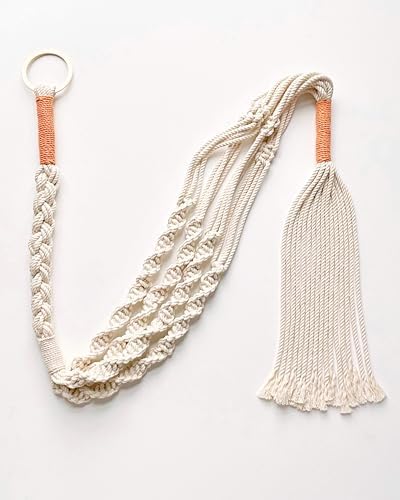 PILLOWPIA Macrame Plant Hanger 55" – Indoor Outdoor Hanging Planter Rack for Ceiling, Wall, or Window – Boho Rope Plant Holder for 10" Pots – Decorative Garden & Patio Plant Accessory – Persimmon by PILLOWPIA