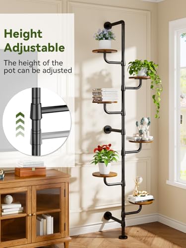 Plant Stand Indoor, Tall Wall Mounted Metal Pole, 6-Tier, C5 - Image 6