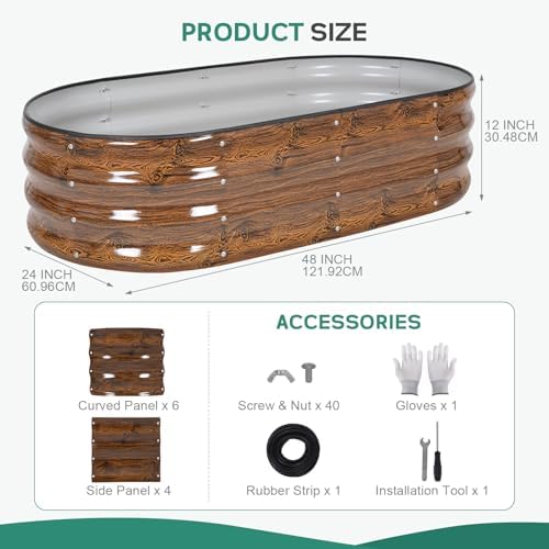 Galvanized Raised Garden Bed, 4x2x1ft, 2 Pack, Wood Grain Brown - Image 2