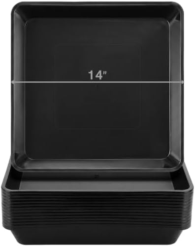 Eccliy 12 Pcs Plastic Plant Saucers Tray, Black, 14 Inch, Square by Eccliy