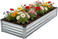 Galvanized Steel Raised Garden Bed Kit, Rectangle Metal Planter Box for Outdoor Plants Vegetables, Flowers, Herbs (8x4x1 Silver) by ONAIL