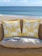 Tropical Palm Tree 18x18 Waterproof Outdoor Throw Pillows Set of 2 with Inserts, Vintage Dark Yellow Botanical Plants Patio Decorative Cushions for Outdoor Sofa Porch Garden Furniture - Image 6