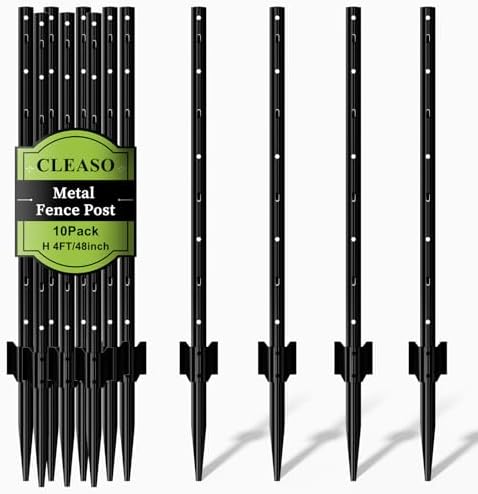 Metal Fence Posts for Wire Fencing,Heavy Duty U Post 4 FT Black by OutdoorFence