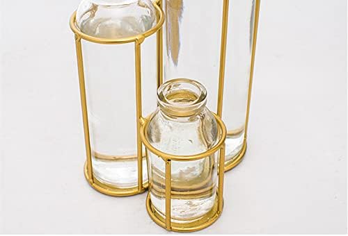 Flower Vases with 3 Bottle Crystal Clear Glass Flower Vase with Metal Stand Propagation Station Plant Display Holder Set for Home or Wedding Décor - Image 3