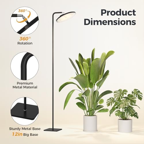Bamworld Hanging Grow Light for Indoor Plants 12in Large Head Full Spectrum - Image 6