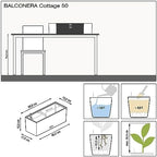 Lechuza BALCONERA Cottage 50 Mocha, Self-Watering Window Box (Railing Planter), H7.5 L19.7 W7.5 in - Image 4