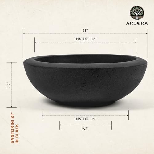 ARBORA 21" Santorini Bowl Planter - Lightweight Polyresin Outdoor Plant Pot - Image 2
