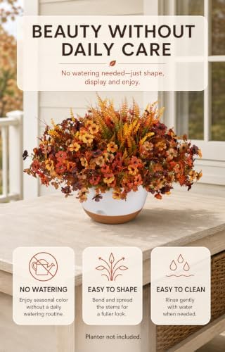 JAKY-Global 20 Stems Faux Fall Flowers for Outdoor Planters,Full & Layered - Image 5