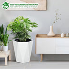 16 in Self Watering Planters Set of 2, Tall Diamond Design, with Water Level Monitor, Indoor Outdoor Flower Pots for Patio, Porch, Living Room, Home Office - Image 6