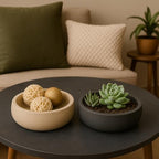 Concrete Succulent Pot Bowl, Modern Decor, Gift, Wedding/Shower Favor, Candle Vessel, 6 in (Charcoal, with Drainage Hole) (Ashy White, Without Drainage Hole) - Image 2