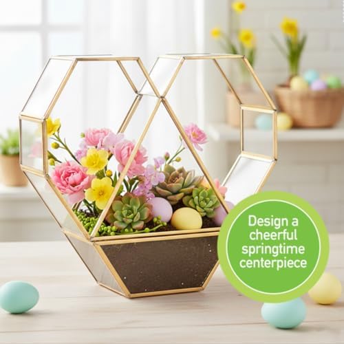 D'Eco Glass Gold Heart Plant Terrarium, Centerpiece & Wedding Letterbox - Image 3