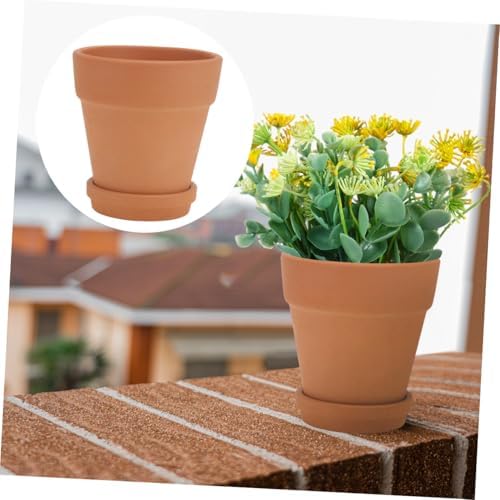Veemoon Red Clay Succulent Flower Pots with Saucers, Indoor Decorative Breathable Planters for Succulent Plants, 8x8cm Terracotta Containers, 5pcs Set for Home Gardening - Image 7