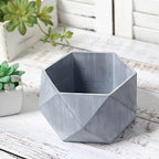 4" Small Gray Cement Planter - Modern Geometric Design Succulent Plant Cactus Herbs Indoor Garden Pot by PamelaLeighDecor