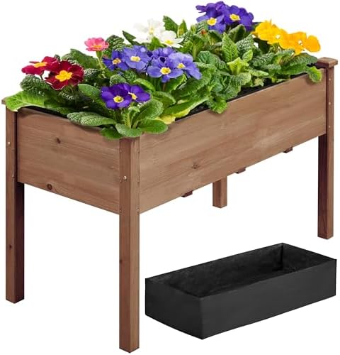 Yaheetech Raised Garden Bed 1Pcs Elevated Wood Planter Box, Dark Brown by Yaheetech