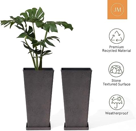 LA JOLIE MUSE Tall Outdoor Planters Set of 2, 26 Inch Large Tapered Planter - Image 4