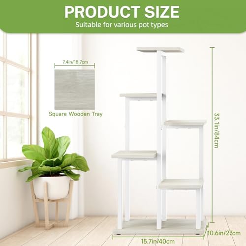 iDavosic.ly 6 Tier Plant Stand Indoor, Corner Tiered Shelf, White - Image 3