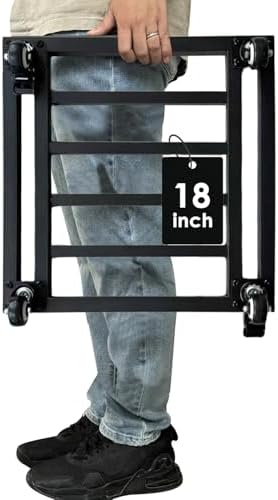 18" Metal Plant Caddy with Wheels Heavy Duty,Square Large Plant Stand Indoor Outdoor Use,Rolling Plant Dolly with Industrial Casters,Rust-Proof Black Plant Tray for Large Planters Pots,1-Pack by Hongsane